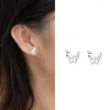 Stud Oorbellen 925 Sterling Zilveren Vlinder Oorbel Voor Vrouwen Meisje Eenvoudige Mode Insect Glad Ontwerp Sieraden Verjaardagscadeau Drop