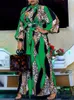 Abiti sexy urbani VONDA 2023 Estate Bohemian Robe Lantern Sle Maxi vestito estivo Vintage Lady stampato abito lungo pieghettato Casual con cintura Party Vestido L231208