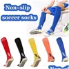 Sports Socks Professional Anti-Slip Soccer Knee High Adt Kids Rubber Block Towel Bottom Long Football Hockey Grip Uni Drop Delivery Ou Dhz6A