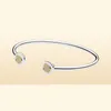 2019 NIEUWE 100% 925 Sterling Zilver TWEE-TONE HANDTEKENING OPEN BANGLE 596274CZ Charm Originele Sieraden Set Gift2465864