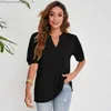 Dames T-shirt 2023 Vrouw Kleding T-shirt Dames Herfst Tops Tees Leuke Blouse T-shirt Korte Bladerdeeg Sle Groen Paars Fe Kleding voor DamesL231208