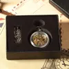 Zegarki kieszonkowe luksusowy srebrny szkielet mechakniczny męski zegarek kieszonkowy z łańcuchem FOB gładkie stalowe kobiety unisex ręczne kręte zegarki kieszonkowe 231207