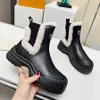 Botas de designer femininas malha estiramento martin preto cunha de couro rendas até dedo do pé redondo salto grosso couro cavalier botas de tornozelo feminino design sapatos casuais luxo 2024