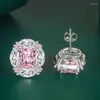 Ensemble collier et boucles d'oreilles ovales de princesse verte pour femmes, bijoux de luxe, cadeau d'anniversaire, vente en gros, 2023, J8210-pink