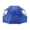 Parapluies SPF 50 Sun et auvent Parapluie 8 pieds Bleu Fenêtre à glissière latérale Tente de plage Portable étanche