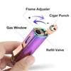 Allume-cigare torche à 3 jets, taille de poche réglable, Triple flamme bleue, rechargeable, accessoires pour tabac Butance