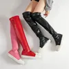 Boots Winter Shoes Women Keep Warm Over-the-Knee 2023 Girls Chunky Woman Leather Elastic Flat Botas De Mujer Largas