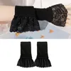 Knee Pads Half Finger Gloves With Lace Cuffs Knitted Winter Solid Color Soft Wrist Cover Cycling Office Typing Touchscreen Y1UA