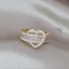 Wedding Rings 14K Gold Plating Luxury Love Zircon Ring Korea Design Fashion Jewelry Elegant Women s Party Opening Adjustable Accessories 231208