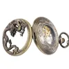 Montres de poche Bronze creux Dragon affichage demi chasseur mécanique montre de poche Cool Antique pendentif mécanisme manuel horloge de poche cadeau mâle 231208