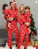 عائلة مطابقة الملابس عيد الميلاد المطبوعة بيجاماس Zip Long Sleeve Ears Ears مقنعين الأب الأم أطفال الأطفال نلادة غير رسمية 231207