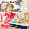 Doll House Accessories Kids Pretend Play Kitchen Sink Toys With Cooking Stove Pot Pan Cutting Food Utensils Tableware Girls 231207