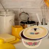 Conjuntos de vajilla Cuenca de esmalte Sopa creativa Cazuela de vidrio Plato con tapa Tipo antiguo Contenedor de almacenamiento de cocina Cubierta de espagueti Vajilla