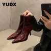 Boots Designer Women Ankle Boots Modern Pointed Toe Ladies Fashion Dress Thin klackar Pumpar Kvinnliga skor Sexig blixtlås Klubb Chic 231207