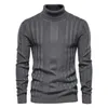 Men's Sweaters Pulls a col roule pour hommes pulls tricots solides pull raye a manches longues pour hommes pulls decontractes 231205