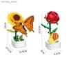 Blocos DIY Mini Borboleta Inseto Vaso Planta Bonsai Flor Bloco Rosa Decoração Bloco de Construção Figura Brinquedo Plástico Presente Crianças Meninas R231208