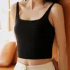 Camisoles Tanks Women Crop Tops Sexig Solid Color Camisole Sömlös sporttank Topp Summer Thin Wireless underkläder vadderad Bra Bralette Vest