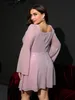 2024 Women Fashion Dress Runway Dresses Foreign trade large-sized sexy women's clothing with flared sleeves wrapped in chest and hollowed out party dress