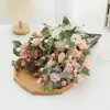 Decorative Flowers Faux Silk Vibrant Artificial Realistic Simulation Of 5-head Roses For Home Wedding Celebrity Decorations Plastic