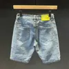 Męskie dżinsy w stylu Korean Summer Luxury Denim Krótkie dżinsy Krótkie spodnie Męskie spodnie z zaniedbanym jasnoniebieskim praniem Slim Fit Casual Dżinsy Shortsl231208