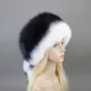 Trapper Hats Winter Womens Natural Real Fox och Rex Rabbit Fur Hat Ears Läder Snö Varm plysch utomhus ryska mongoliska förtjockade mössa 231208