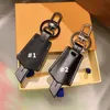 Fashion Black PU Leather Car Key Chain Rings Tillbehör Keychain Speed ​​Keychains spänne hängande dekoration för väska med Box YSK11220R