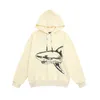 Designer Clothing Fashion Sweatshirts Palmes Angels Broken Tail Shark Letter Flock Embroidery Loose Relaxed Men's Women's Hooded Sweater Casual Pullover a3fgs