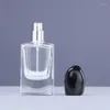 Storage Bottles 30ml 50ml 100ml Clear Glass Crimp Perfume Bottle Black Lid Portable Empty Thick Bottom Square Cosmetic Packing Spray Vials