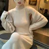 Casual Dresses Stylish Women's Sweater Outfit Set Knit Top och Midi Kirt Dress Fall Long Sleeve Cardigan