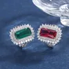 Necklace Earrings Set European And American Ring Women's Electric Green Tourmaline Red Treasure Finger Color Antique Style Shini