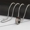 Collares colgantes Collar de acero de titanio para mujeres 2023 Tendencia Suéter Cadena Cuello de hombre Cadenas largas Anillo Joyería