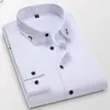 Camisas de vestido masculinas camisa de manga comprida slim fit versão coreana resistente a rugas e não engomar negócios casual juventude elástica