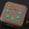 Pulsera de diseño de lujo Trébol de cuatro hojas Pulseras con dijes Elegante Moda 18K Oro Ágata Cadena de concha Madre Mujer Niñas Pareja Vacaciones Cnft