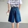Männer Sommer Mode Gürtel Breite Bein Denim Herren Streetwear Koreanische Lose Blau Jeans Shorts Männer Übergroßen S-2XL YQ231208