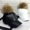 MAERSHEI Women Fashion Real Fur Baseball Cap Warm Casual Sweer Girl Hat Snapback Pom Pom Cap Leather Hip Hop Bone Caps Y2007142506