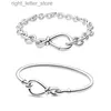 Chain 2020 Nieuwe 925 Sterling Zilveren Pan Charms Chunky Infinity Knot Chain Armband Infinity Knot Bangle Voor Vrouwen Diy Gift YQ231208