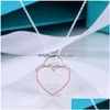 Hänghalsband S925 halsband för kvinnor emalj t -serie bow hjärta clavicle kedja mode lyxig bröllop engagemang present designer j dhujf