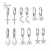 Hoop Huggie 925 boucles d'oreilles en argent Sterling croix lune blanc Zircon boucles d'oreilles pour femmes hommes cadeau pendentif Fine oreille bijoux cadeaux en gros 231208