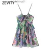 Urban Sexy Dresses ZEVITY nouvelles femmes rétro Totem fleur imprimé col en V fronde Mini robe Fe pli en cascade à volants été plage robes DS999 L231208