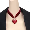 Pendant Necklaces Fashion Collar Necklace Vintage Velvets Choker Elegant Glass Heart Jewelry Gift For Women Girls