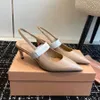 Nya slingback klackar pumpar skor spetsiga tår på patentläder remmar toppkvalitet kattunge klackar stilett sandaler Mary Jane lyxdesigner klänning middag kontorsskor 6.5 cm