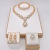 Halsbandörhängen Ställ in smycken för kvinnor 2023 Brilliant Cubic Zircon Ring and Armband Wedding Bridal Dress Accessories