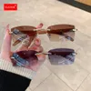 Gafas de sol Rectángulo Marco de madera sin montura Gafas Diseño de marca de lujo Mujeres Hombres Pequeños Gafas de sol cuadradas para hombre Viajando 2023 231208