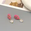 Boucles d'oreilles pendantes en forme de cœur coréen pour femmes, bijoux de luxe en verre émail incrusté de Zircon rouge, goutte délicate à la mode