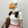 Party Masks Halloween Funny White Hawk Head Mask Novelty Adult Latex Plush Eagle Face for Cosplay Animal Props 231207