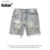 Jeans pour hommes Kakan - Nouvel été short en jean en détresse pour hommes jeunesse coréenne populaire coupe ajustée petite jambe quart pantalon jean K58-DK322L231208