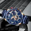 腕時計カレンウォッチメンズスポーツクォーツクロノグラフ腕時計豪華なステンレス鋼の時計が明るい時計relogio masculino 231207
