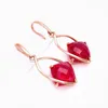 Dangle Earrings 14K Gold Plated Female Rose Russian 585 Fashion Light Luxury Red Stone Purple With Foreign Style Ornaments