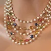 Gargantilla Collar De Perlas De Cristal Multicapa Color Macaron