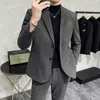 Abiti da uomo Abito a due bottoni M-5XL (pantaloni da completo) Moda di alta qualità Business Bello Trend Matrimonio Slim Tinta unita Set in due pezzi